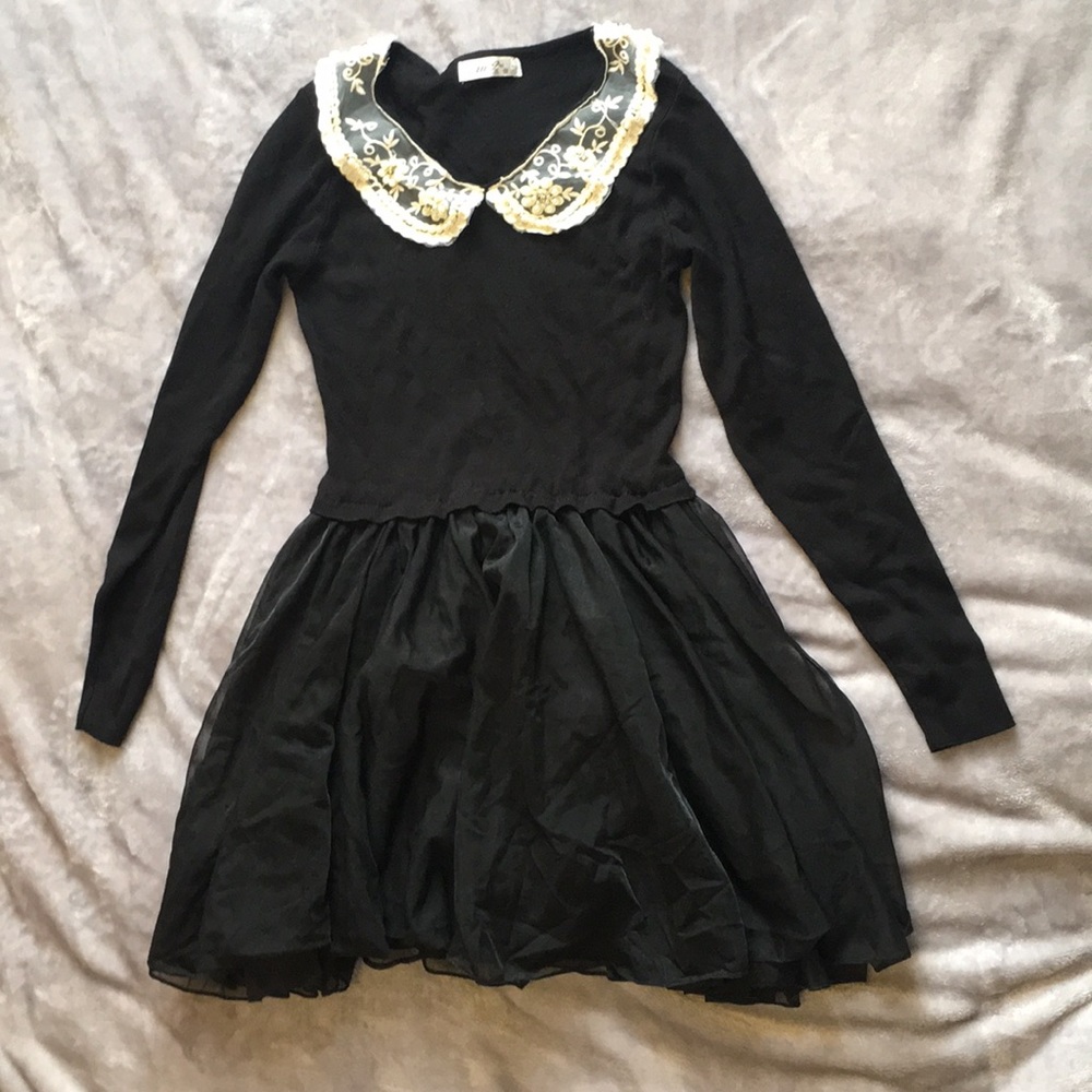Vintage black sweater tulle dress
